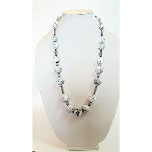 Vintage Miriam Haskell Couture Designer Black and White Marble Swirl Beaded Neck